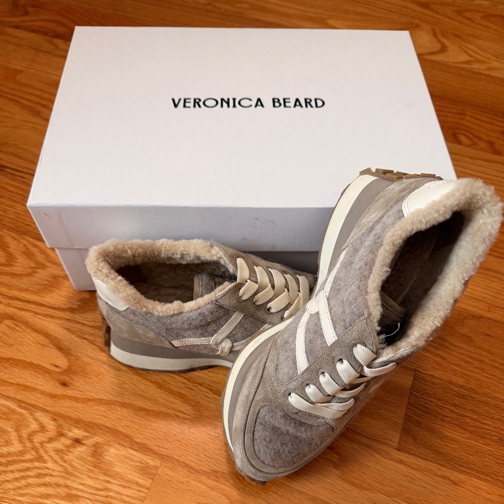 Veronica Beard Valentina Shearling Sneaker Like New Size 7